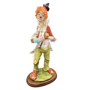 Vintage Emmett Kelly Jr Collectible Clown Statue Sad Accordion Ragged 1983